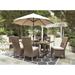 Signature Design by Ashley Beachcroft Beige 7-Piece Outdoor Dining Package - 42"W x 84"D x 30"H