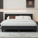 King Size Bed Frame Upholstered Bed Frame Platform With Adjustable Headboard, Linen Fabric Headboard Wooden Slats Support