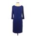 Tahari Casual Dress - Sheath: Blue Print Dresses - Women's Size 10