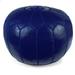 Ikram Design Stuffed Navy Blue Moroccan Leather Pouf Ottoman 20 Diameter and 13 Height