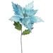 Vickerman 26 Sea Blue Velvet Poinsettia Artificial Christmas Pick 3 per Bag