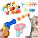 Qweryboo 2 Set of Cat Ball Toy Launcher Cat Fetch Toy 80 balls 1 Helicopter Cat Toy Gun Shooter with 5 Flying Propellers and1 Light Up Spinning Tops Interactive Toys for Indoor Cats Kitten(Blue+Pink)