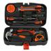 9 Piece Tool Set Home Tool Kits for All Purpose Tools for Men Household Tool Kit with Plastic Toolbox Storage Case Orange
