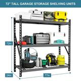 Miekor Garage Shelving 72 H*77 W Garage Storage Shelves 6000LBS Heavy Duty Shelving Adjustable 3 Tier Metal Shelving for Garage Storage Shelving Industrial Shelving Storage Rack Black 59BBB