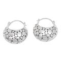 Bubble Lady,'Bubble-Patterned Sterling Silver Hoop Earrings from Bali'