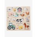 Lovely Farm Peg Puzzle in FSC® Wood beige light solid with design