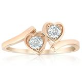 Pompeii 1/3ct Diamond Solitaire Two Stone Forever Us Heart Shape 14k Rose Gold Ring