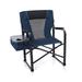 Alpha Camp Metal Foldable Directors Chair Camping Chair with Cup Holder Storage Box