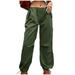 ZyeKqe Cargo Pants for Women Low Rise Wide Leg Baggy Trousers Track Pants Streetwear with Multi Pockets