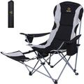 Nice C Camping Chairs Portable Camping Chairs Folding Camping Chair Detachable Foot-Rest Padded Cushion Side-Pocket and Carry Bag (One Black)