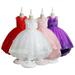 KYAIGUO Toddler Kids Wedding Tulle Dresses with Train for Girls Maxi High Low Gown Dance Tutus Handmade V-Neck Tulle Evening Wedding Pageant Special Occasion