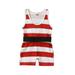 Baby Sleeveless Romper Striped Print Summer Shorts Jumpsuit with Belt