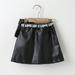 eczipvz Baby Girl Clothes Kids Toddler Child Baby Girls Patchwork PU Leather Skirt Outfit Girls Clothes Age 6 (Black 3-4 Years)