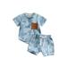 Infant Baby Boys Casual Clothes Sets Tie-dye Print Short Sleeve Pocket T-shirt with Elastic Waist Shorts
