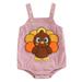 Musuos Baby Thanksgiving Halter Romper Turkey Print Corduroy Suspender Jumpsuit Overall
