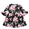 Meuva Children Girls Long Sleeve Flower Prints Flared Sleeve Dresses Princess Dress Girls Size 12 Outfits Dress for Girls Little Girl Party Dress Kids Girl Little Girl Princess Dress