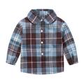 safuny Toddler Kids Baby Boys Girl Fashion Cute Lattice Pattern Print Long Sleeves Casual Top Shirt Pocket Button Childs Clothes Playwear Long Sleeve Plaid Jacket Blue 18-24M