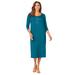 Plus Size Women's Knit T-Shirt Dress by Jessica London in Deep Teal (Size 16 W) Stretch Jersey 3/4 Sleeves