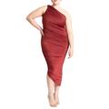 Plus Size Women's Ruched One Shoulder Dress by ELOQUII in Blaze Red (Size 28)