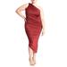 Plus Size Women's Ruched One Shoulder Dress by ELOQUII in Blaze Red (Size 24)