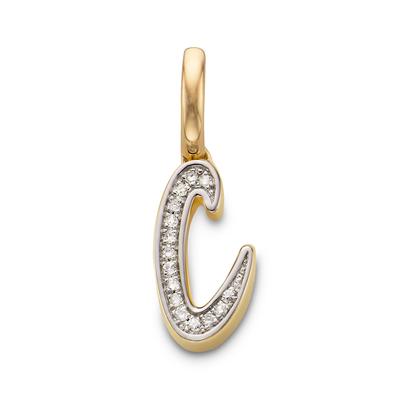 Gold Alphabet C Diamond Pendant Charm Diamond