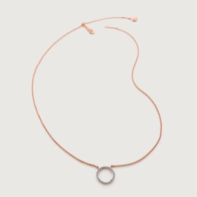 Rose Gold Riva Circle Diamond Necklace Adjustable 46cm/18' Diamond