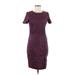 Halston Heritage Casual Dress - Sheath Crew Neck Short sleeves: Burgundy Print Dresses - Women's Size 6