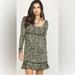 Free People Dresses | Free People Long Sleeve Open Back Floral Boheme Mini Dress Size 6 | Color: Black/Blue | Size: 6