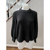 Madewell Sweaters | Madewell Eaton Puff Sleeve Pullover Sweater Black Sparkle Wool Blend Size Xl | Color: Black | Size: Xl