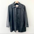 Nine West Jackets & Coats | Nine West Black Soft Leather Women's Collared Button Jacket Coat Petite Large | Color: Black | Size: L