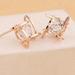 Anthropologie Jewelry | - Caged Diamond & 14k Gold Vermiel Stud Earrings | Color: Gold | Size: Os