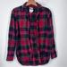American Eagle Outfitters Tops | American Eagle Red Plaid Ahh-Mazingly Soft Boyfriend Fit Button Down Flannel Top | Color: Green/Red | Size: Xs