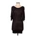 White House Black Market Casual Dress - Bodycon Scoop Neck 3/4 sleeves: Brown Print Dresses - Women's Size Medium