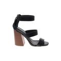 Madden Girl Heels: Slip-on Chunky Heel Boho Chic Black Print Shoes - Women's Size 7 1/2 - Open Toe