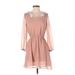 ASOS Casual Dress - Mini V Neck 3/4 sleeves: Pink Print Dresses - Women's Size 2