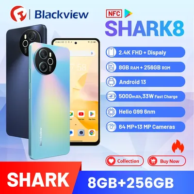 Blackview SHARK 8 Unlocked Smartphone, (8GB+ 8GB RAM Expension)+256GB ROM,  64MP,120MP,6.78 Cellphone Helio G99 Mobile Phone - Shopping.com