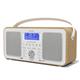 D20 Retro DAB DAB+ Digital FM Portable Radio with Alarm, Clock, Bluetooth, Oak Wood Effect, Mains & Rechargable Battery, Stereo Sound (Oak)