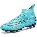 PiDaGlobal Football Boots Men's High-Top Spikes Outdoor Trainers Cleats Professional Competition Athletics Sneakers Teenager Breathable Wear Resistence Soccer Shoes Unisex 1UK Turquoise