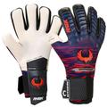 Renegade GK Eclipse Tremor Professional Goalie Gloves with Pro Fingersaves Black| Blue & Red Soccer Goal Keeper Gloves (Size 11, Mens, Womens, Neg. Cut, Level 5)