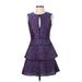 BCBGMAXAZRIA Casual Dress - A-Line Keyhole Sleeveless: Purple Dresses - Women's Size 2