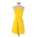 Susana Monaco Casual Dress - A-Line One Shoulder Sleeveless: Yellow Print Dresses - Women's Size Small