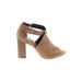 Dolce by Mojo Moxy Heels: Tan Print Shoes - Women's Size 7 - Open Toe