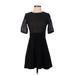 The Kooples Casual Dress - A-Line Crew Neck Short sleeves: Black Print Dresses - Women's Size Small