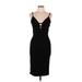 Almost Famous Cocktail Dress - Midi: Black Solid Dresses - Women's Size Large