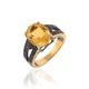 SILCASA Natural Healing Birthstone Citrine Gemstone 925 Silver Black Rhodium Plated Gold Plated Ring for Women Wedding Ring 61 (19.4)