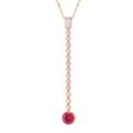Gualiy Rose Gold Bridal Necklace, Womens 14K Gold Chain Necklace with Lab Created Ruby and Moissanite Necklace