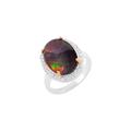 SILCASA Ammolite Natural Healing Birthstone Gemstone 925 Silver Gold Plated Ring for Women Wedding Ring 63 (20.1)