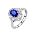 Custom Promise Rings, Ring Size L Womens 1/2 18K White Gold AU750 1 1.74CT VVS Blue Emerald Lab Sapphire with H White Natural Diamond Halo Channel