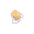 SILCASA Natural Healing Birthstone Citrine Gemstone 925 Silver Gold Plated Ring for Women 59 (18.8)