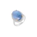 SILCASA Natural Healing Birthstone Aquamarine Gemstone 925 Silver Gold Plated Ring for Women Wedding Ring 64 (20.4)